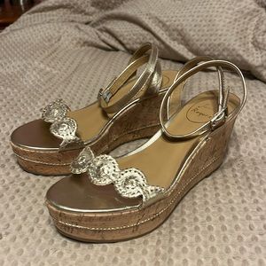 Jack Roger Gold Wedge Sandals — lightly worn — size 6.5 Women’s